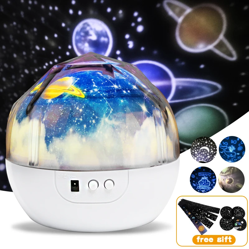 Luz de led de céu estrelado, bateria usb, novidade criativa, colorida, rotação, piscante, galaxy universo, decoração do quarto, presente de