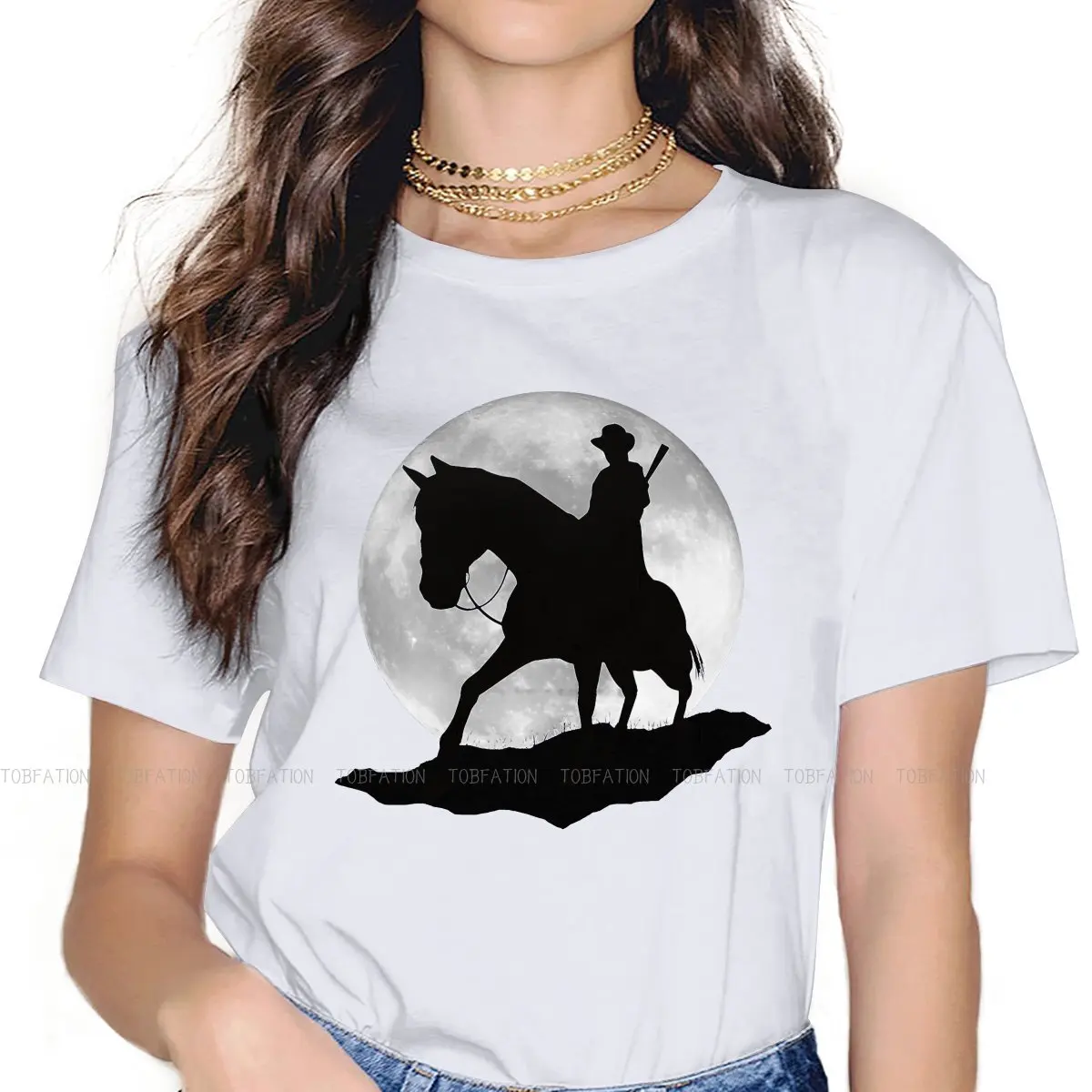 Redemption Rides At Night TShirt For Women Horse Riding Lover Sport Tees Style Lady T Shirt Soft Printed