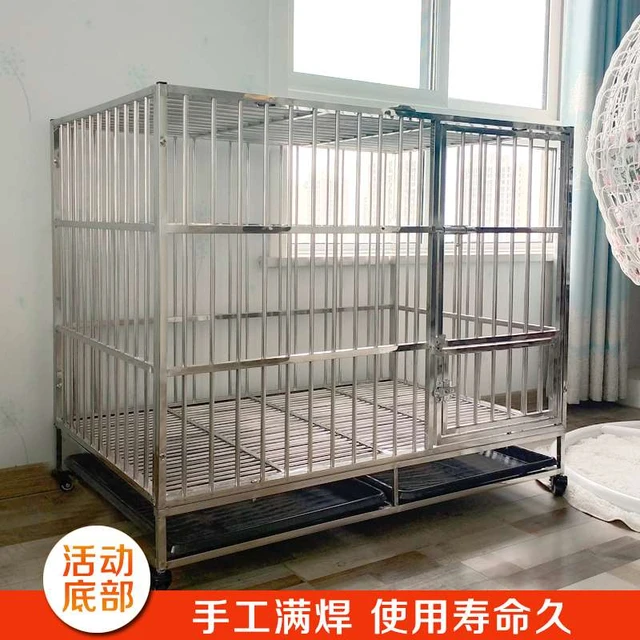 HQ Folding or Assembling Large Stainless Steel Dog Pet Cages Kennel Carriers Houses Crate with Bow Sub plate Sliding Door AliExpress 15