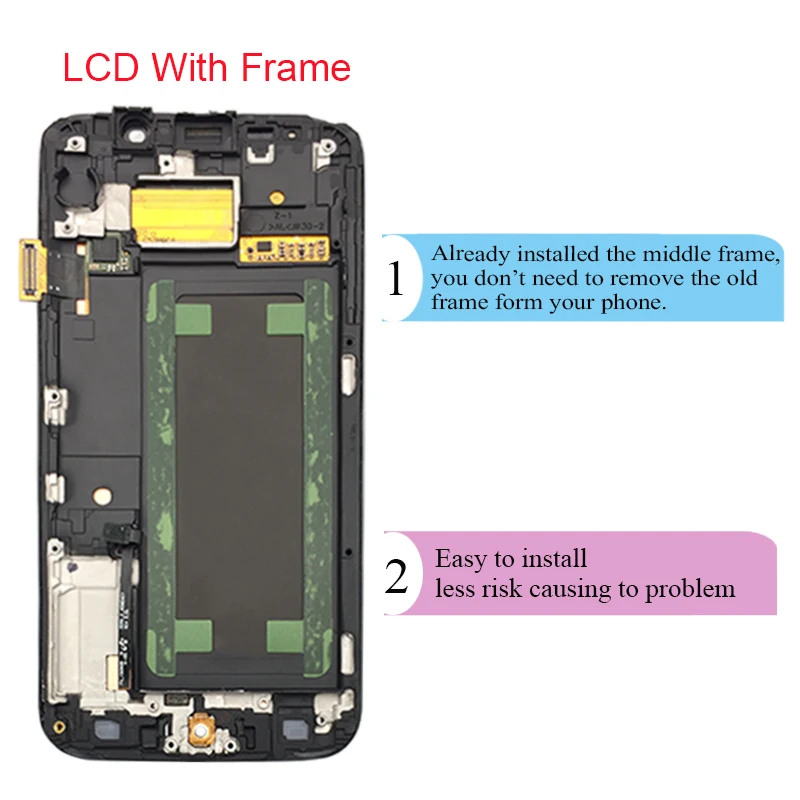 For Samsung Galaxy S6 edge G925 G925I G925F LCD Display With Frame Touch Screen Digitizer Assembly Replace