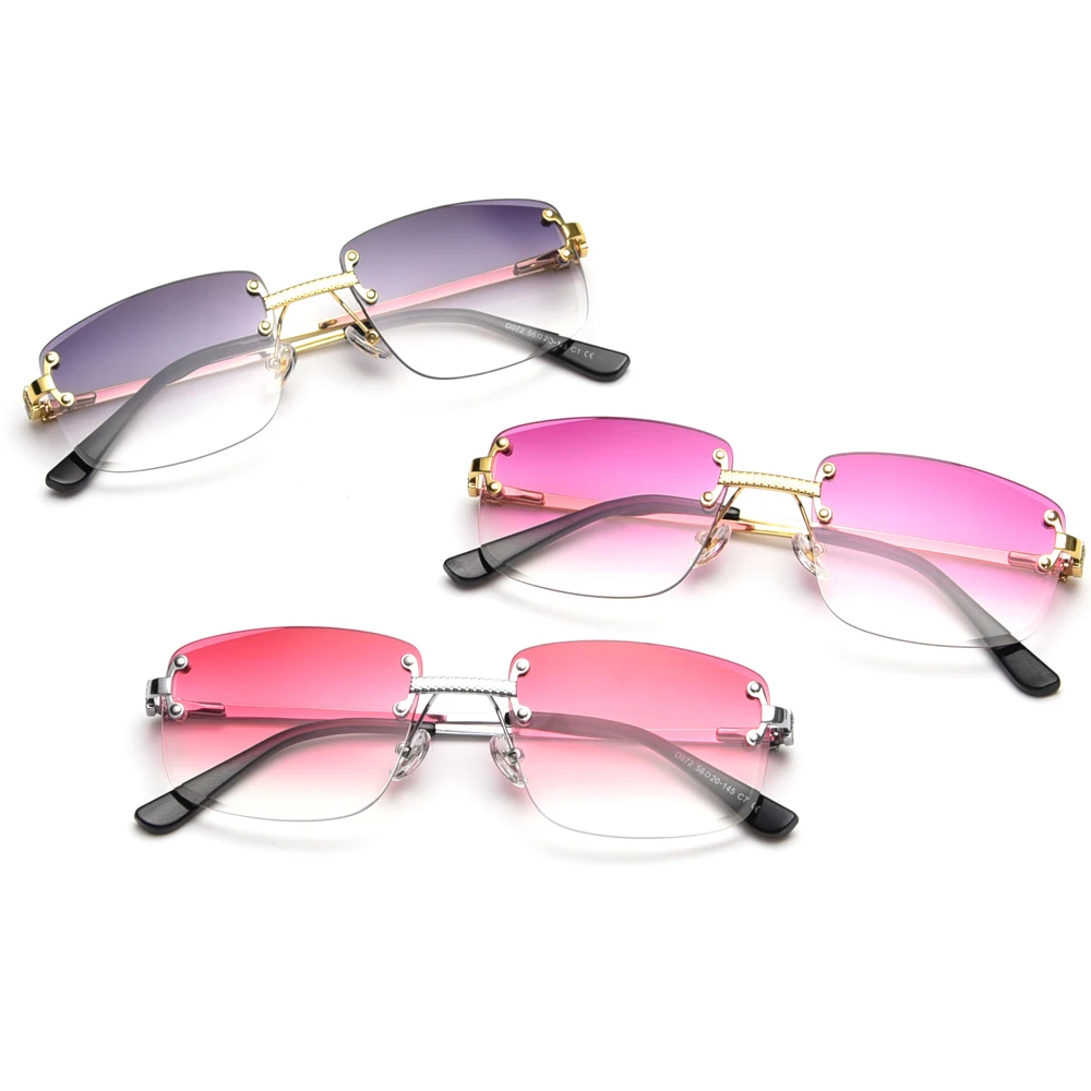 Peekaboo-gafas de sol gradientes para hombre y mujer, lentes de metal sin montura, cuadradas, azules, uv400, de alta calidad, marrones, sin marco,