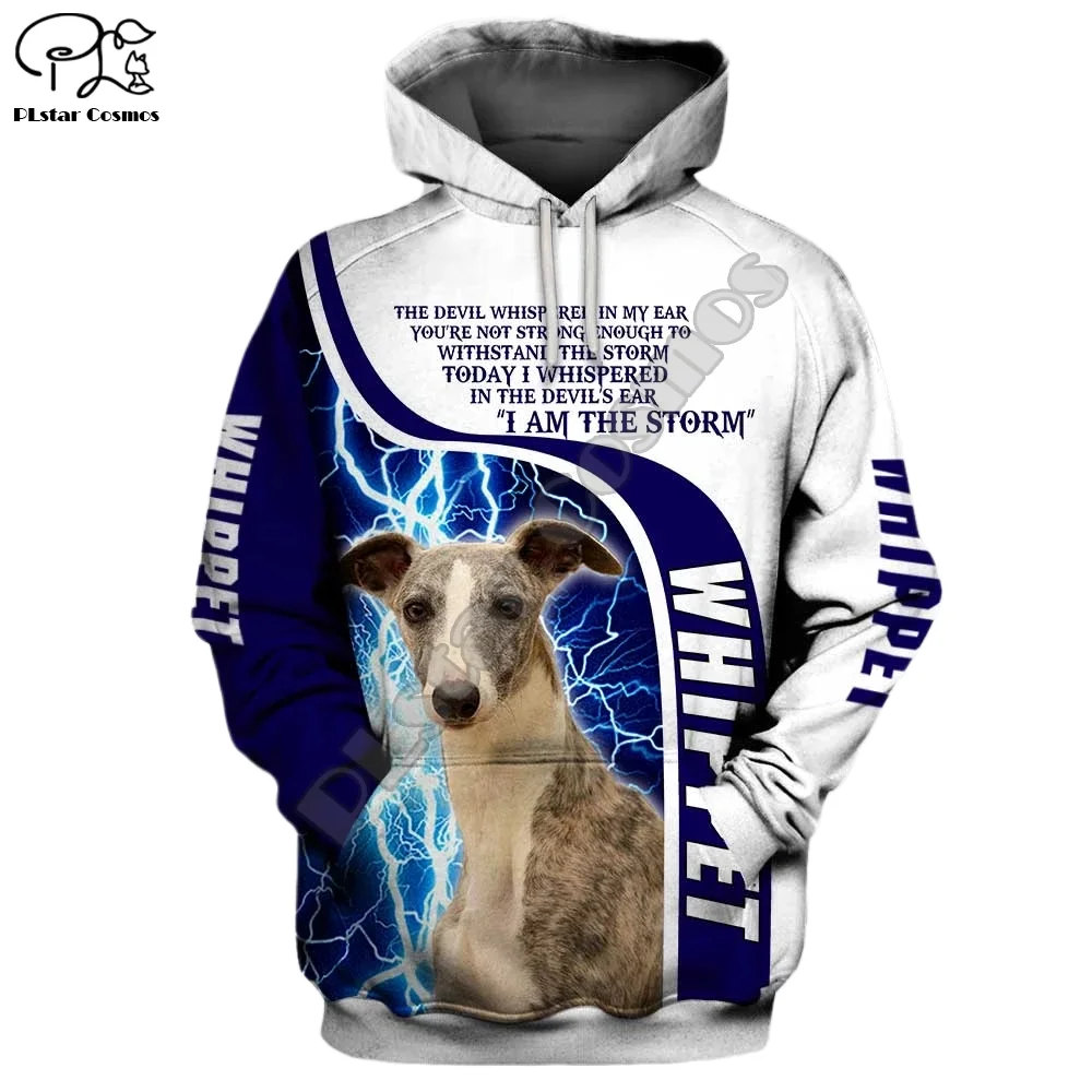 

unisex Mens Whippet Dog 3d print hoodies zipper autumn long sleeve Sweatshirts women pullover tracksuit hood spring outwear