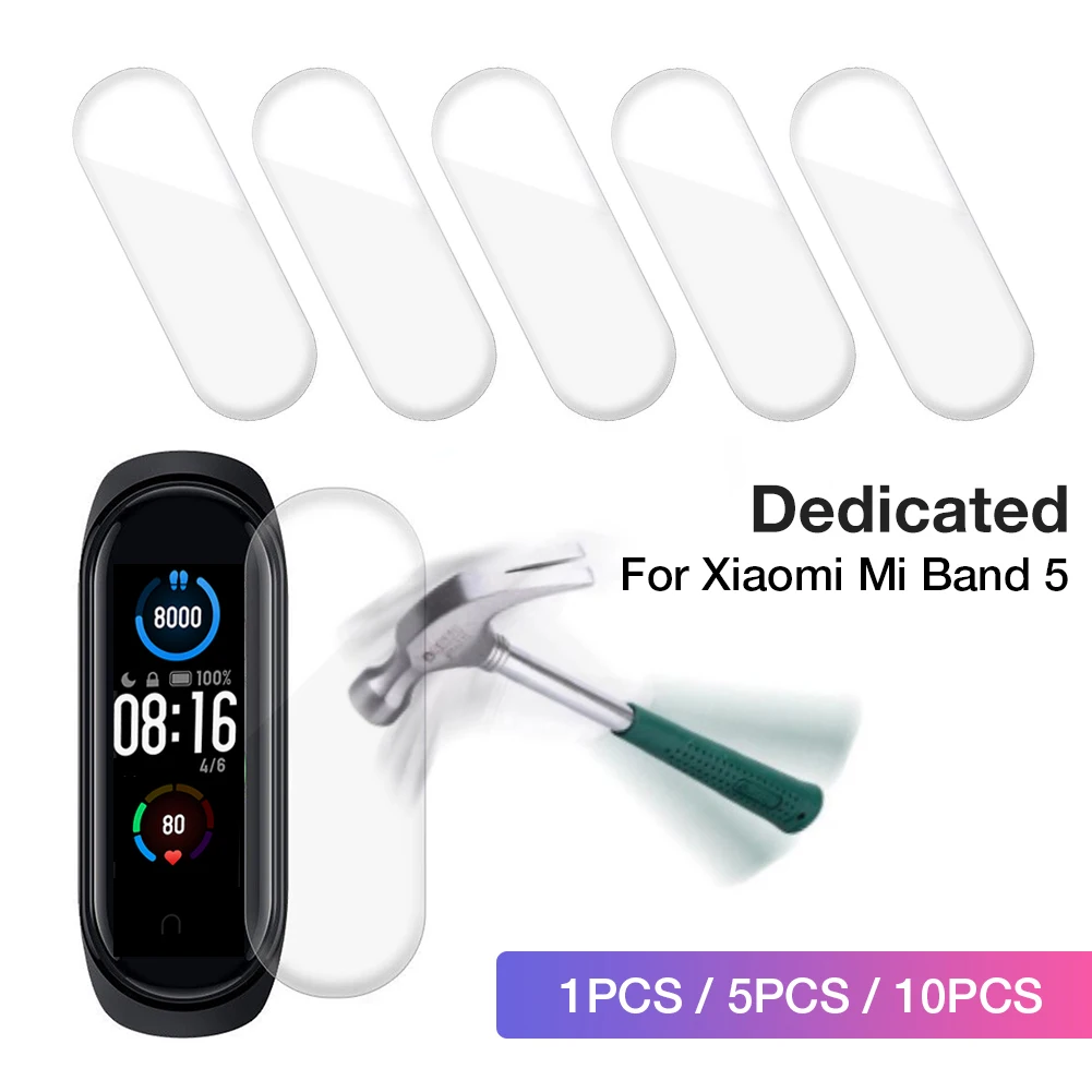 Película protectora de hidrogel para Xiaomi Mi Band 5, película protectora de pantalla completa para reloj inteligente M5, 1/3/5 Uds.