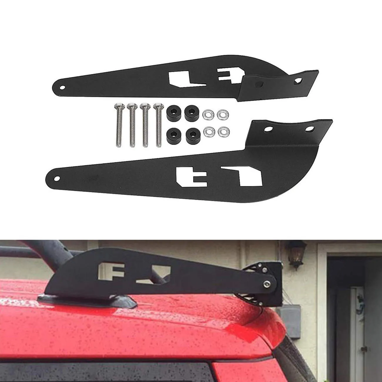 

Upper Windshield Mounting Brackets Roof Rack 52" Straight Curved LED Light Bar Mounts For Toyota FJ Cruiser 2007-2014