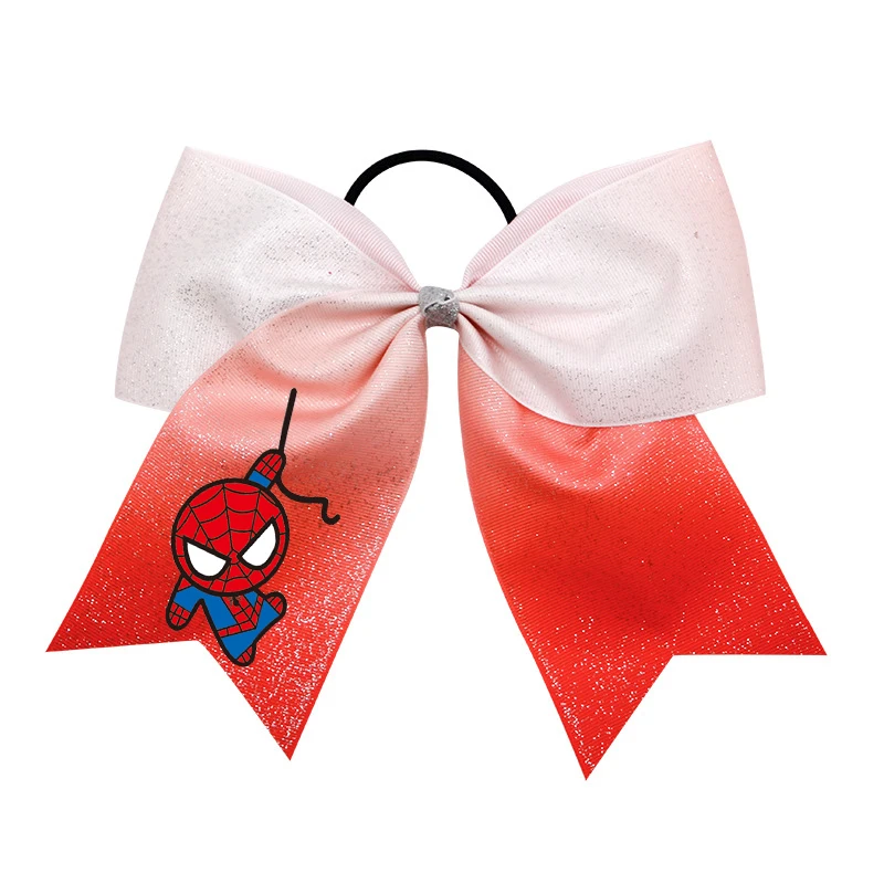 NEW  Gradient glitter  cheer bow  elastic rubber band hair band 8 inch hair bow changes color gradually