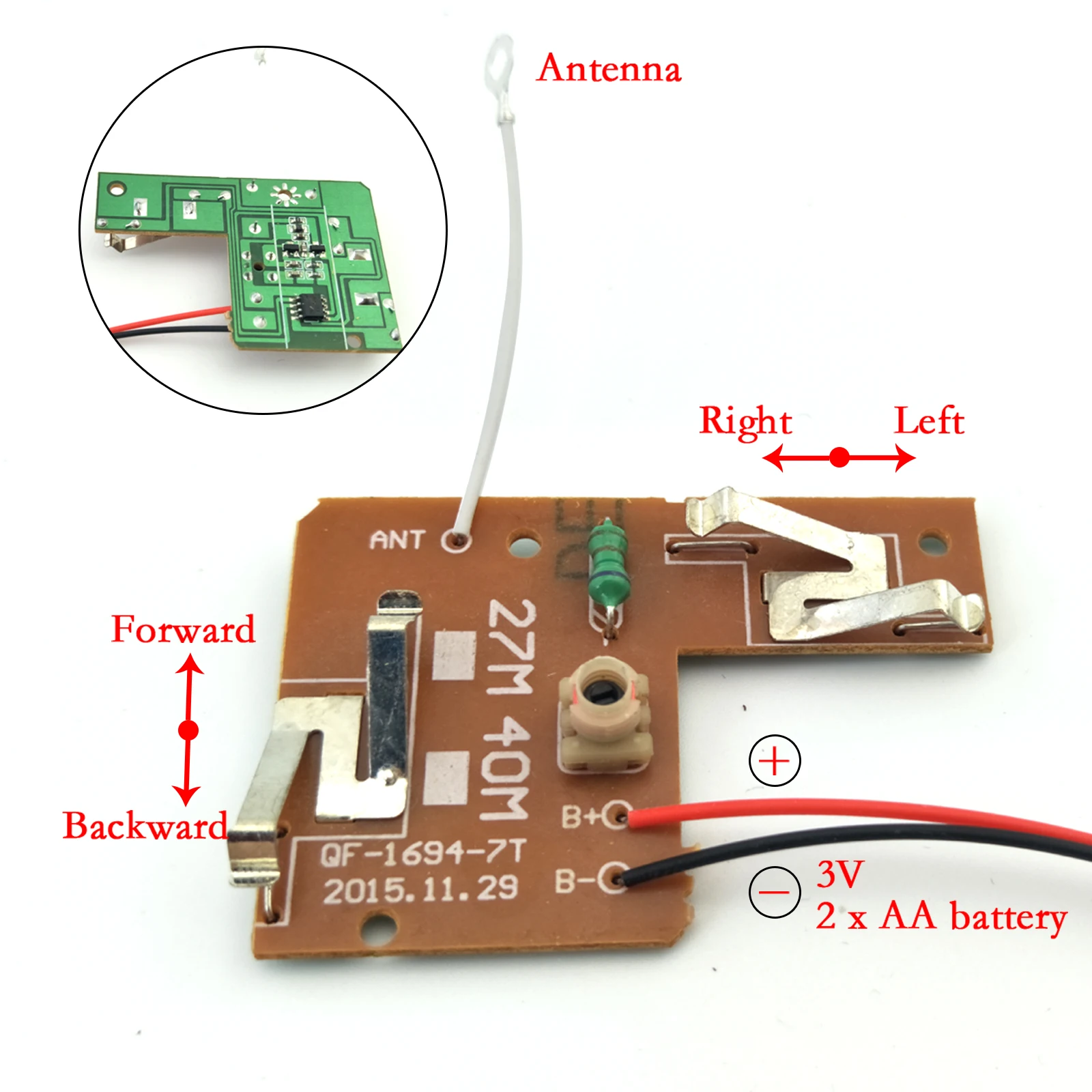 4CH RC Remote Control 27MHz Circuit PCB Transmitter and Receiver Board with Antenna Radio System for DIY Hobby Car Toys