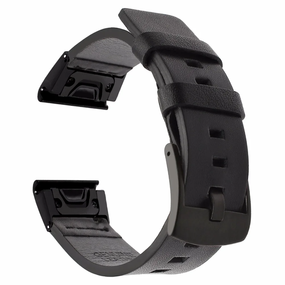 Pulseira de relógio de couro genuíno para quick fit, 20/22/26mm, para garmin fenix 6x pro/5x plus/6s/55/6 pro 5/3/3hr