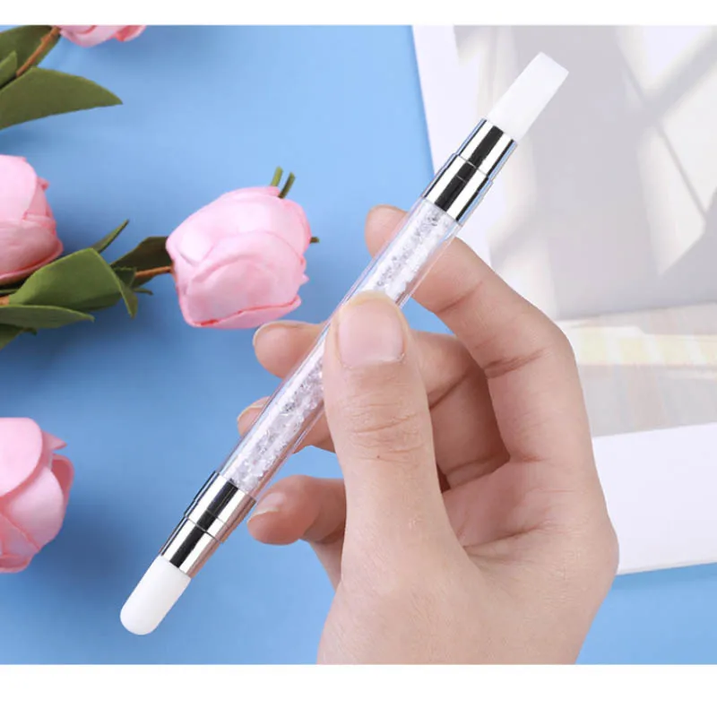 Dual-ended Silikon nail art pinsel Skulptur Stift 2 Weg 3D Carving Pulver Maniküre Punktierung Pinsel Werkzeug pinceles para acrilico unas