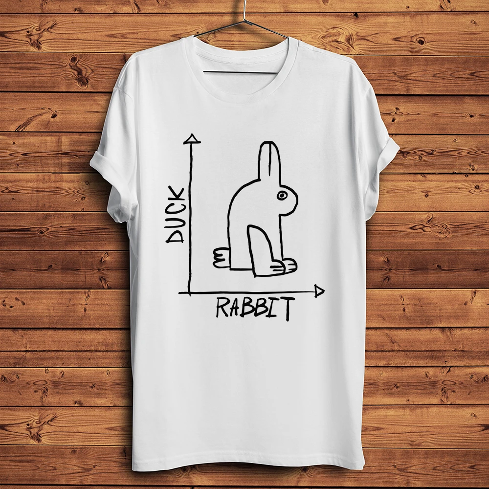 Ente Kaninchen optische illusion in anzahl achse lustige geek t-shirt Männer Weiß Casual kurzarm T Shirt Unisex kawaii streetwear t – Detail 2