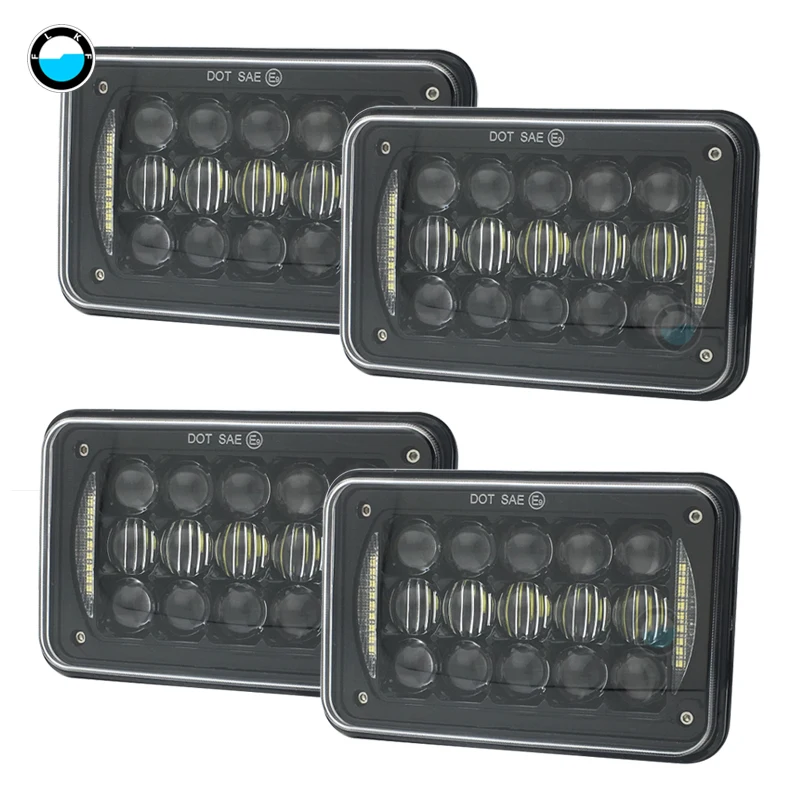 

4pcs 4X6 inch Rectangular LED Headlights 5D Lens H4 Plug For H4651 H4652 H4656 H4666 H6545 H4668 Freightliner Kenworth Peterbilt