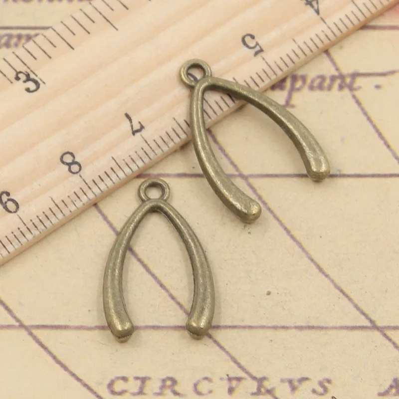 20pcs Charms lucky wish bone 25x14mm Tibetan Bronze Silver Color Pendants Antique Jewelry Making DIY Handmade Craft