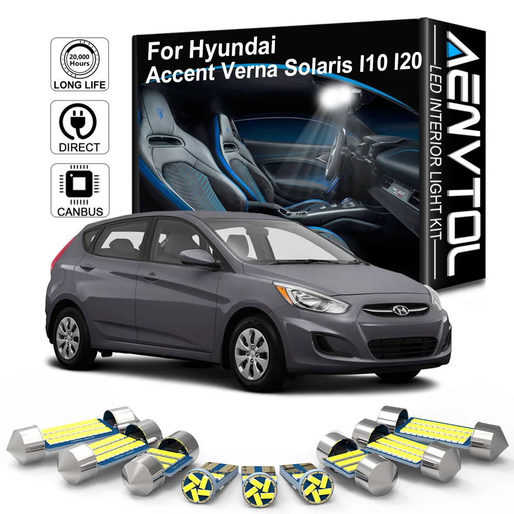 AENVTOL Canbus For Hyundai I10 I20 Click Getz Reina HB20 Accent Verna Solaris 2016 2017 2018 2019 2020 2021 LED Interior Lights