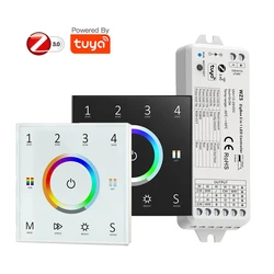 Zigbee Tuya RGB + CCT kontroler Led DC12V 24V RGB + biały + ciepły biały pasek ścienny Panel sterowania Echo Plus sterowanie głosem