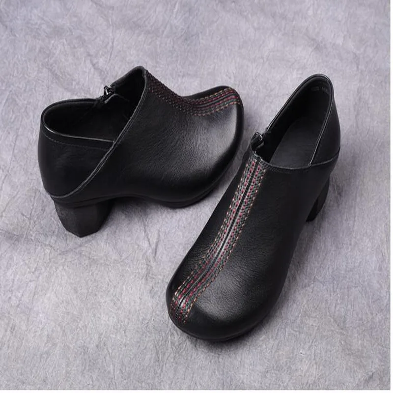 2021 Spring Genuine Leather Women Pumps High Heels Shoes For Women Female Soft Autumn Handmade Office Shoes