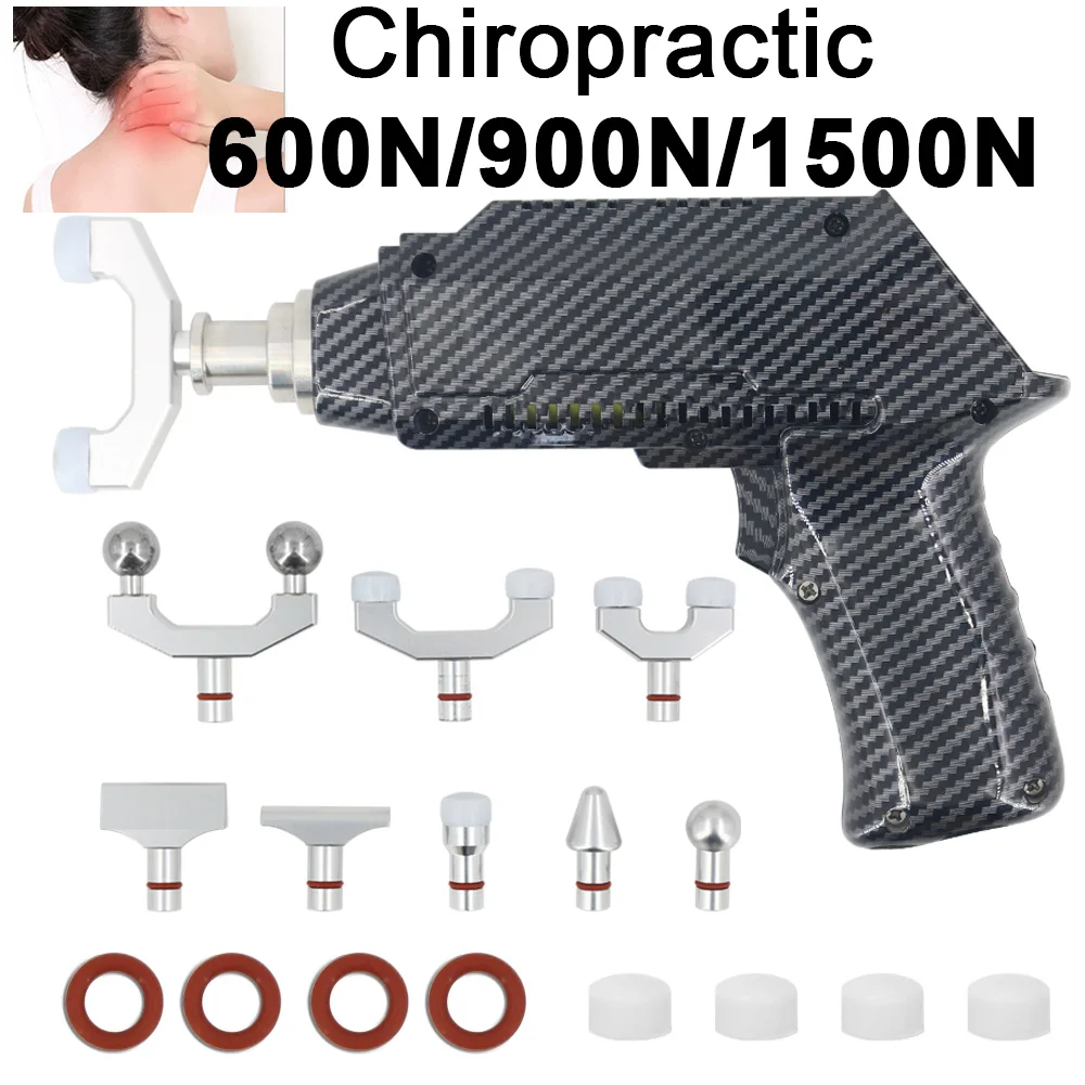 1500N Chiropractic Adjusting Tool 8 Heads Spinal Massager Spine Correction Gun Adjustable Intensity Therapy