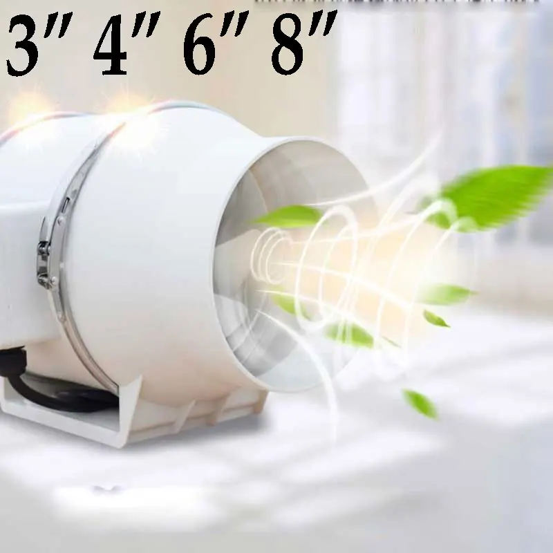 Extractor de aire de 3 "4" 6 "8", ventilador de conducto de tubo en línea silencioso para el hogar, Extractor de 220V para baño, ventilación, cocina, inodoro, limpieza de aire de pared