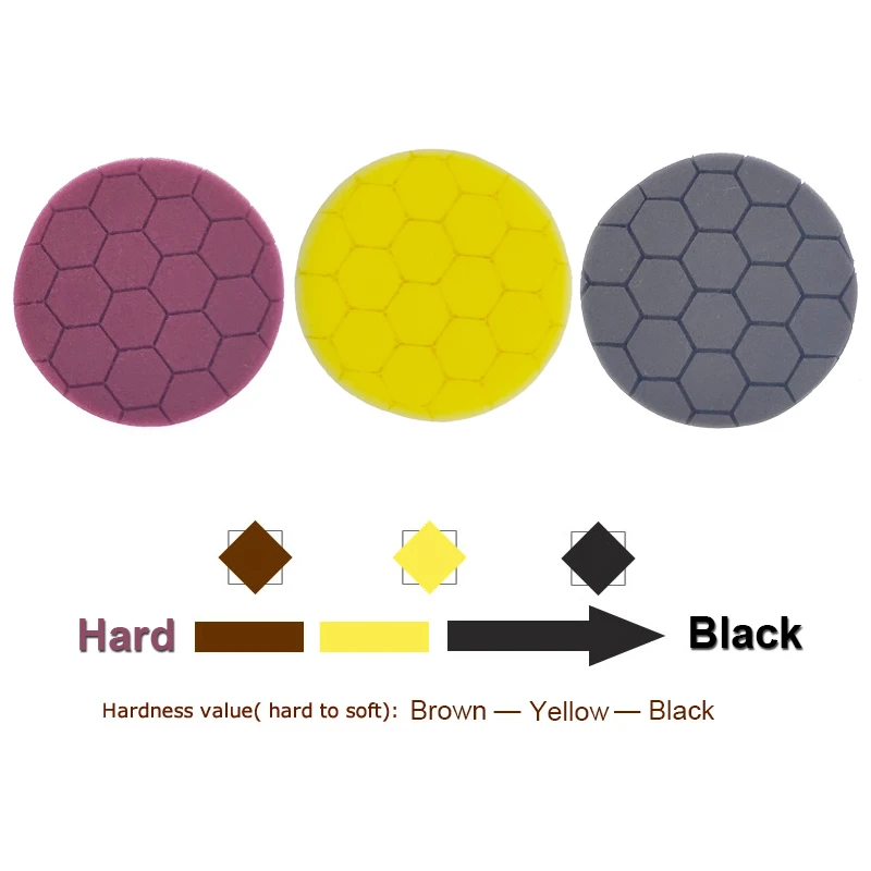 Wholesale 1 PC 4 Inch 150mm Hexagon Car Polishing Pad Medium Cutting Car Buffer Pad Sponge Waxing Polish Pad Kit Car Polisher