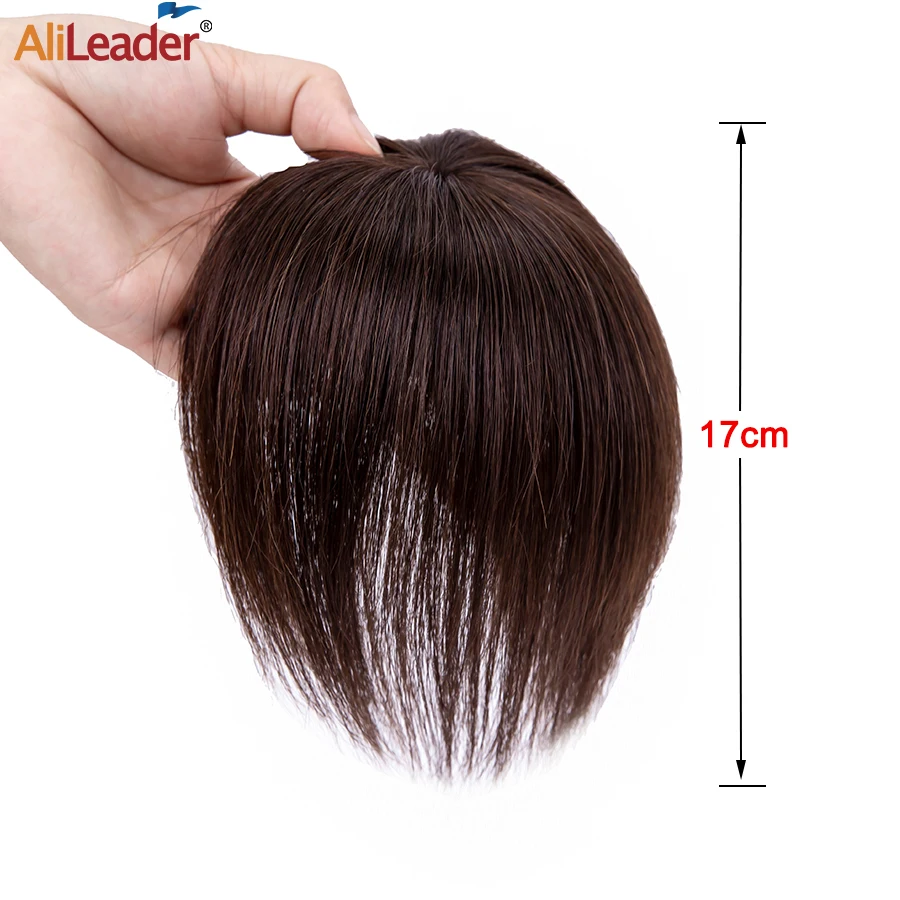 Alileader Real Hair Hairpieces With Bangs 2Clip In Hair Extensions Synthetic Fake Hairpieces Heat Resistant Fiber For Women