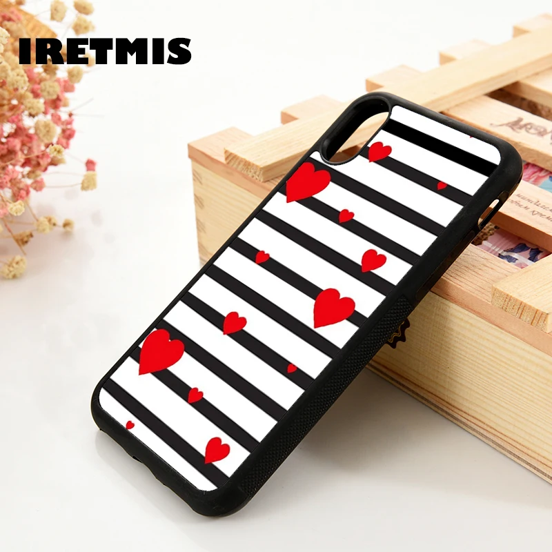 Iretmis 5 5S SE 6 6S TPU Silicone Rubber Phone Case Cover for iPhone 7 8 Plus X Xs 11 12 MINI Pro Max XR Stripes Valentine