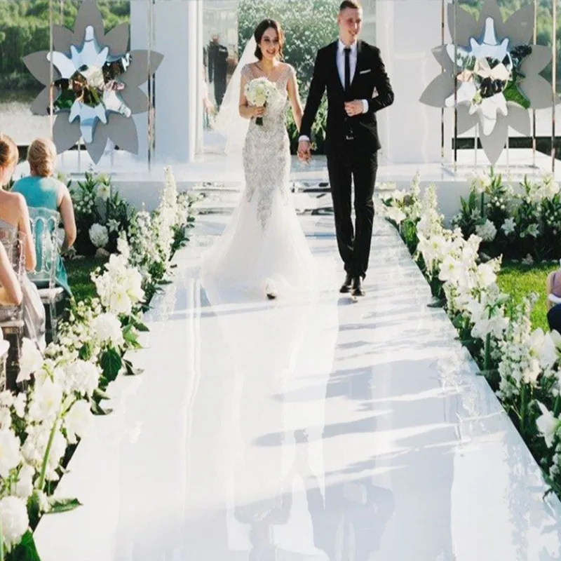 10m/Lot White Wedding Decorations Aisle Runner Mirror Carpet Party Stage Used Shiny Panel 1M 1.2M 1.5M 2M 2.4M Wide Available