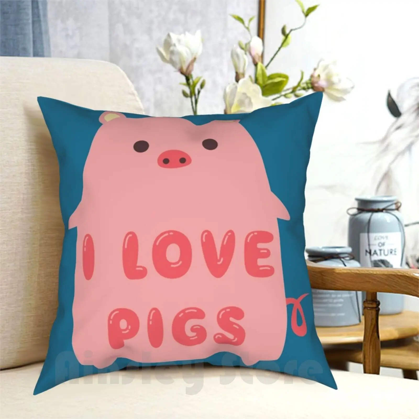 I Love Pigs Cute Pillow Case Printed Home Soft DIY Pillow cover Cute Pig Pigs Piggies Piggy Mini Pig Micro Pig