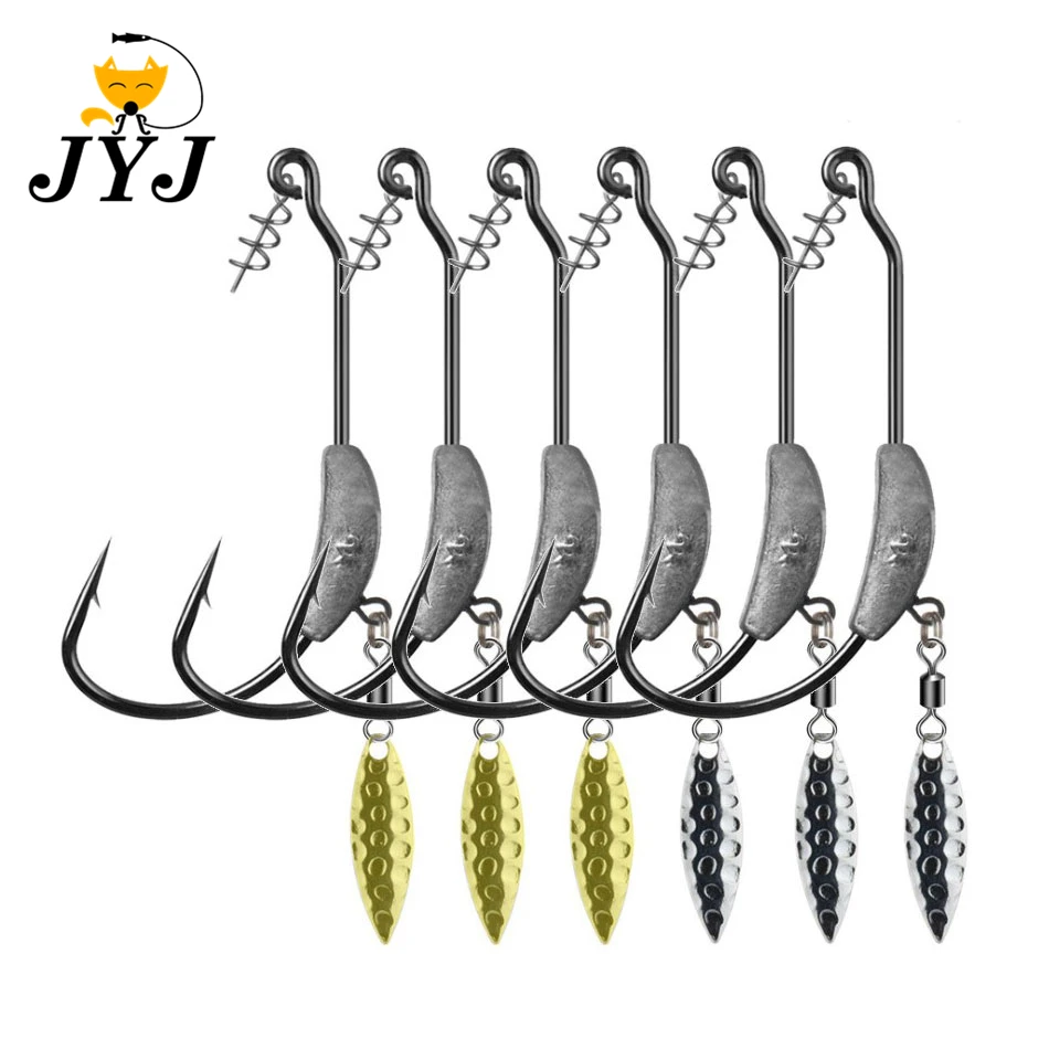 JYJ 3PCS/Lot 3.8g 5.7g 6.2g jig head fish hook jig Hooks for soft fishing bait of carbon steel hooks with rattle spoon