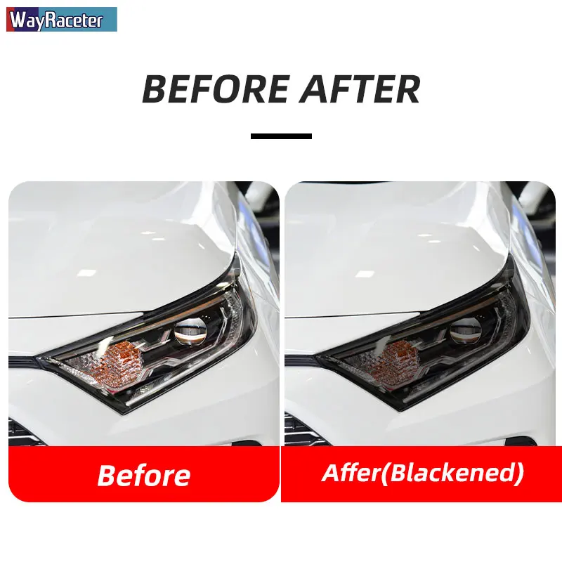 2 Pcs Car Headlight Protective Film Front Light Transparent Smoked Black TPU Sticker For Toyota RAV4 XA50 2019 2020 2021 2022