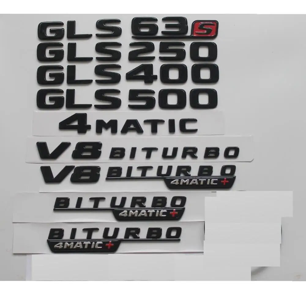 Gloss Black for Mercedes Benz W166 GLS53 GLS63 GLS63s AMG GLS320 GLS350 GLS400 GLS450 GLS500 GLS550 Trunk 4MATIC Emblems Badges