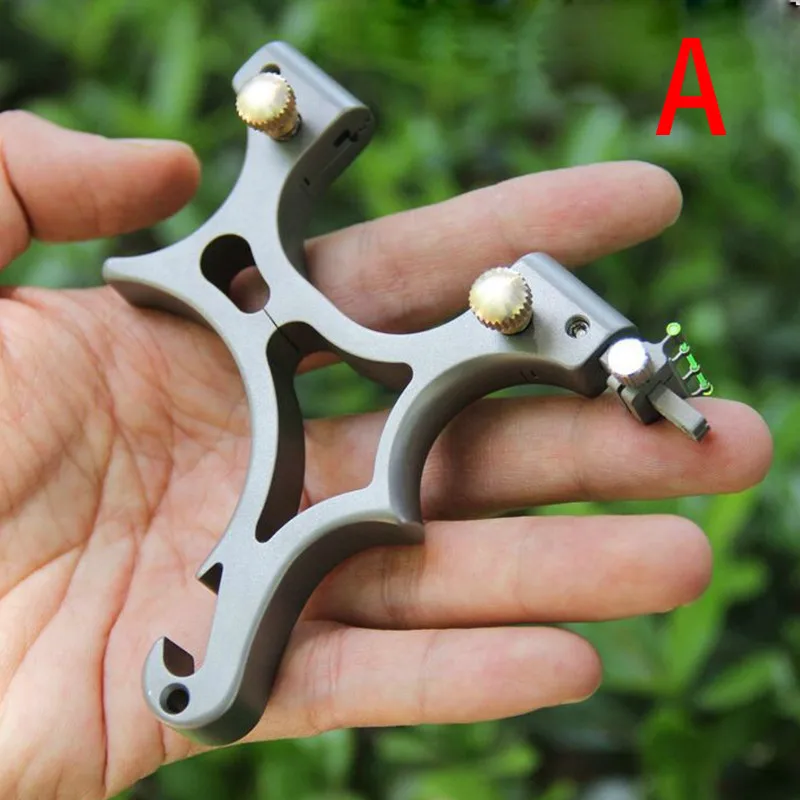 Stainless Steel /TC21 Titanium Slingshot Crooked Handle Clip Ball Clip Free Flat Leather Bow Manual Portable Pocket Slingshot