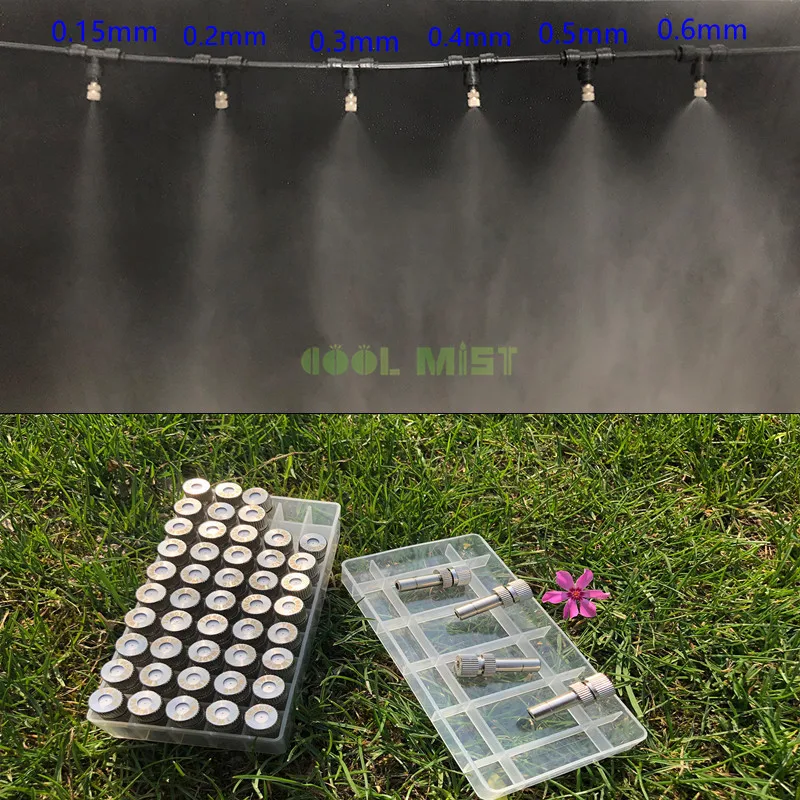 A38  Low Pressure 0.15-0.6mm Slip Lock Nickling Fog Misting Nozzles 50pc/box6mm  Garden Cooling Water Spray Irrigation Sprinkler