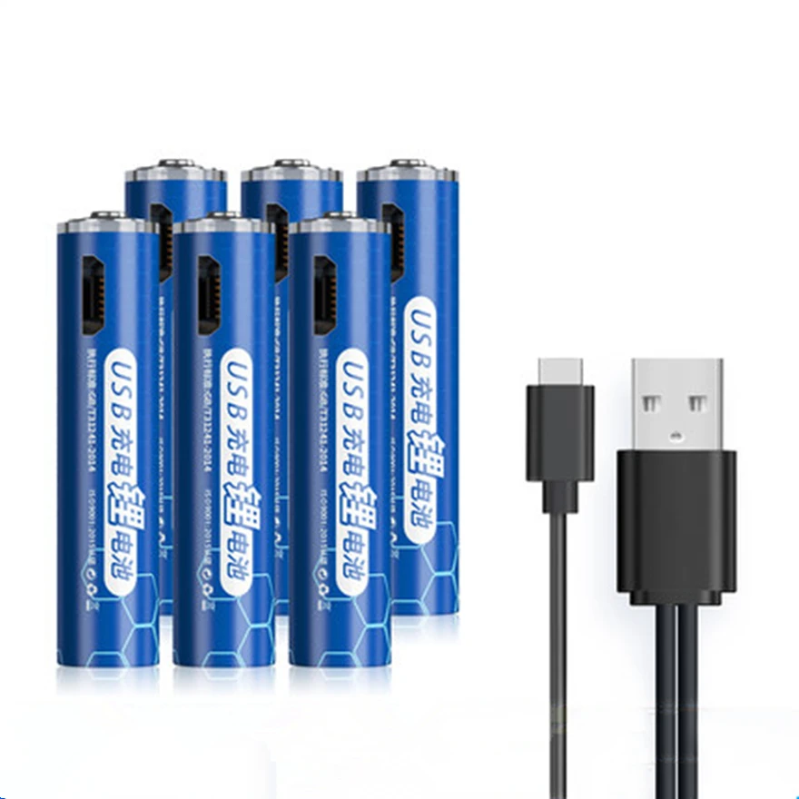 

6pcs/lot AAA rechargeable battery 1000mWh USB 1.5V rechargeable lithium battery Fast charging via Micro USB cable