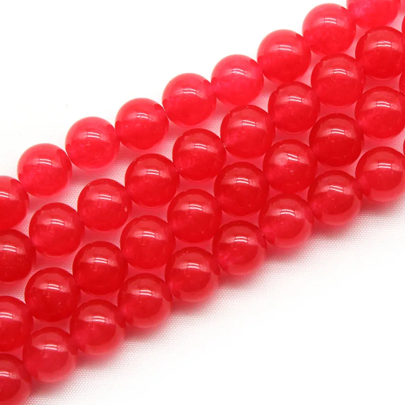 Natural Red Jades Chalcedony Stone Beads Round Loose Beads For Jewelry Making DIY Necklace Bracelet  Accessories 15\'\' 6/8/10mm