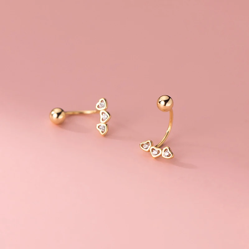 KAMIRA Real 925 Sterling Silver Fashion Love Heart Spiral Bead Stud Earrings for Women Party Unique Exquisite Sweet Jewelry Gift