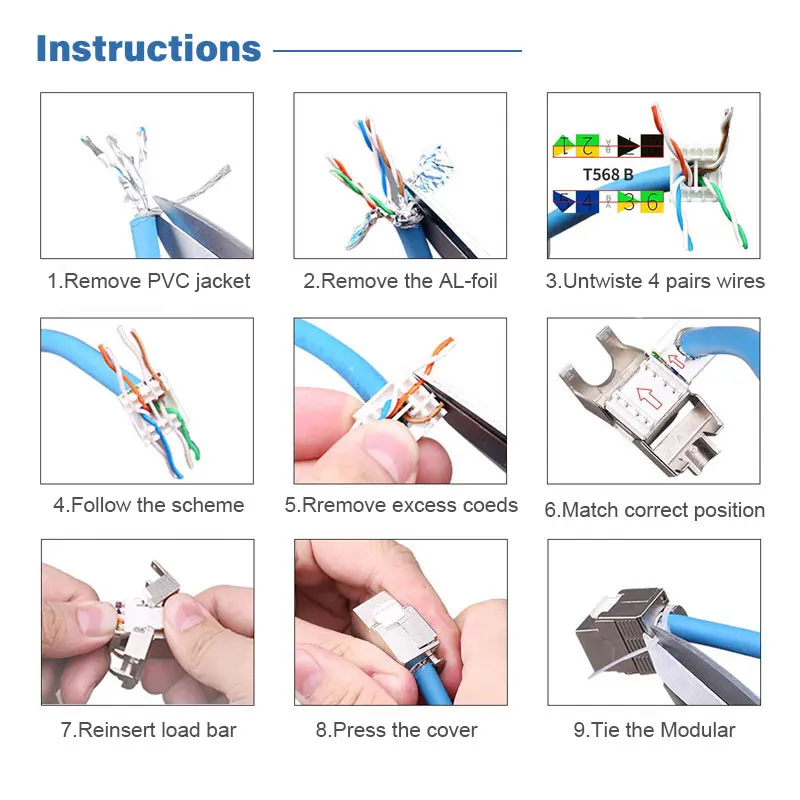 ZoeRax RJ45 CAT 7 Tool-Less STP Shielded Keystone Jack,  Keystone Zinc Alloy Module Coupler Adapter Wall Plate