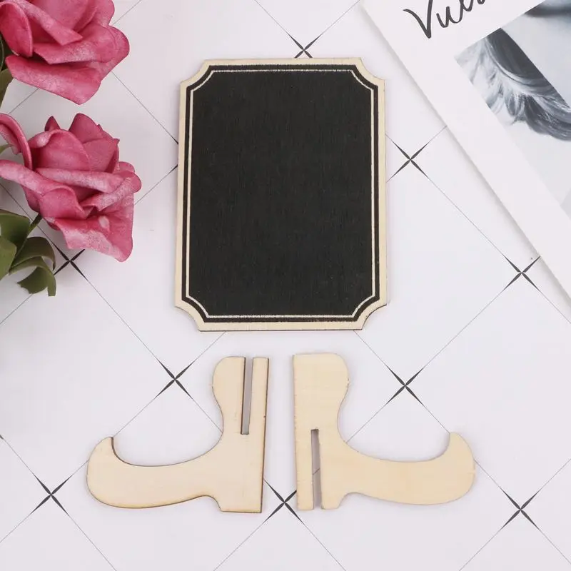 10pcs Wooden Mini Blackboard Table Sign Memo Message Stand Chalk Board Wedding Party Decoration Supplies