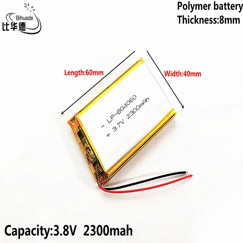 Liter energy battery Good Qulity 3.7V,2300mAH 804060 Polymer lithium ion / Li-ion battery for tablet pc BANK,GPS,mp3,mp4