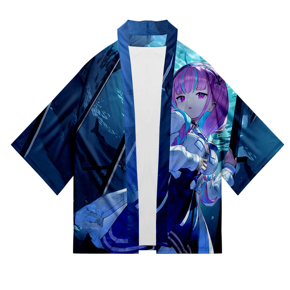 

HOLOLIVE VTuber minato aqua 3D Summer Holiday Women/Men Three Quarter Sleeve Sexy Style Blouse Kawaii Style Fashion Kimono