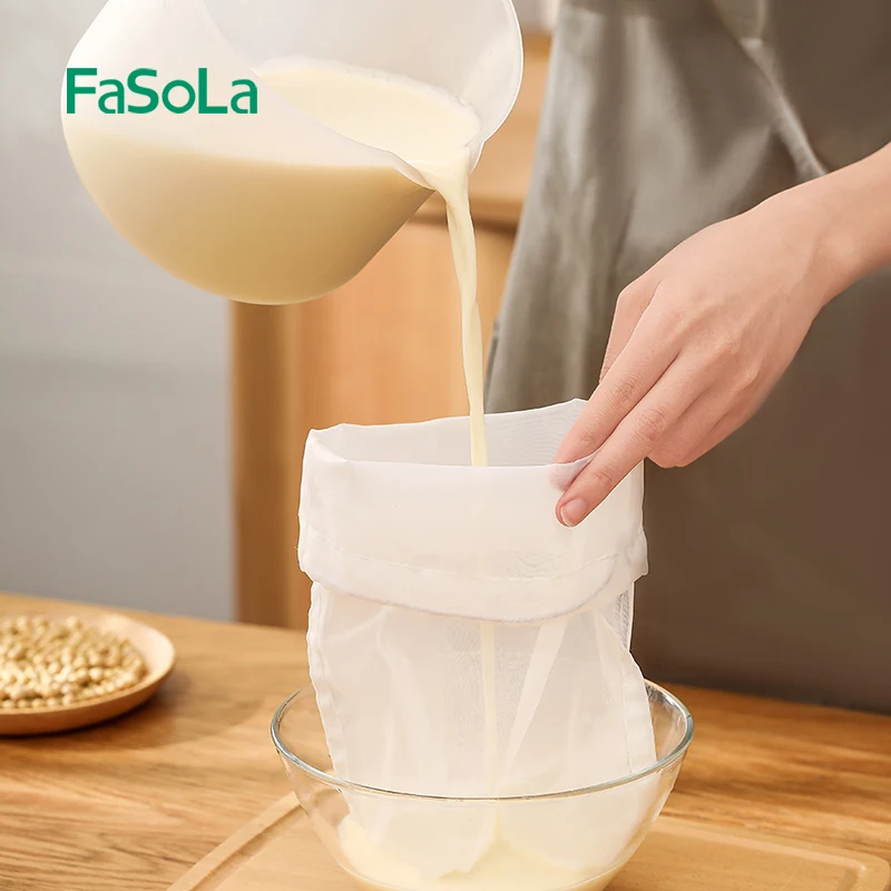 FaSoLa 2PCS 20x30 cm 80/100 Mesh Soy Milk Filter Bag Tea Coffee Juice Filter Fabric Bags Nylon Utensils for Kitchen Accessories