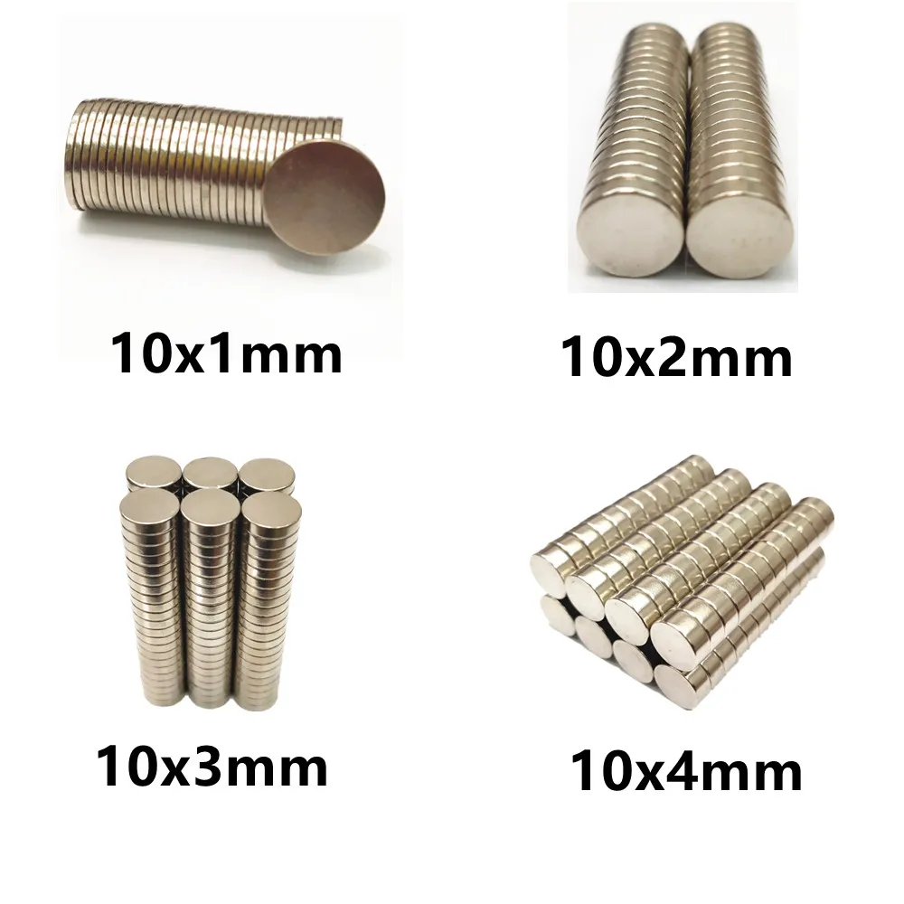 10 20 50PCS/LOT NdFeB Magnet 10*1 10*2 10*3 10*4 N35 Disc MAGNET 10x1 10x2 10x3 10x4 Round Speaker magnets