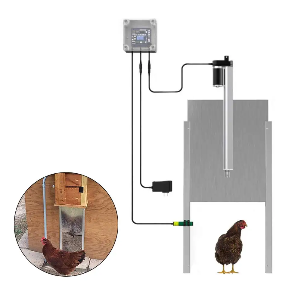 Kontrol Waktu Ayam Rumah Otomatis Pintu Pembuka Pintu Pembukaan Pertanian 110-220V Ayam Hewan Peliharaan Kandang Anjing Pembuka Pintu