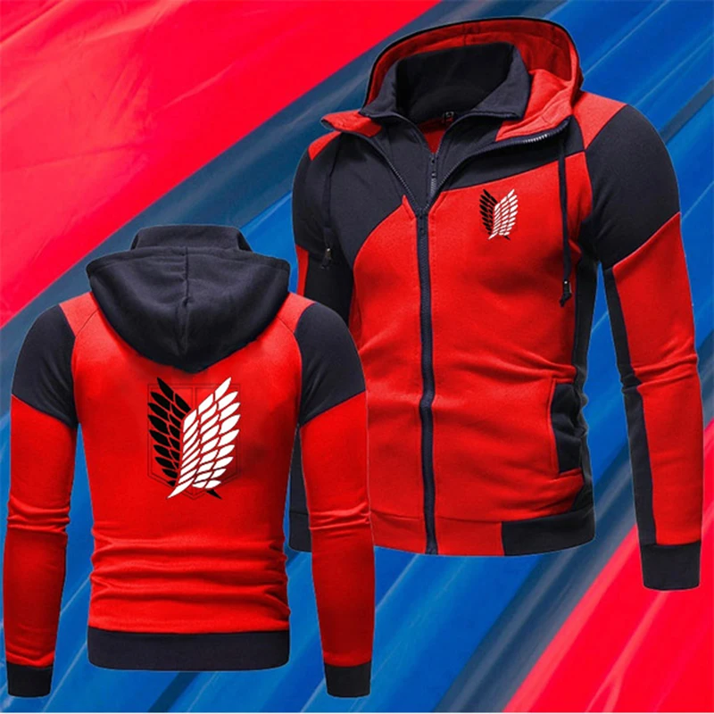 Brand Print Attack Titan Men Tracksuit Winter Casual Zipper Sweatshirts Hoodies Sportswear Sports Hooded Suit Clothing Outerwear