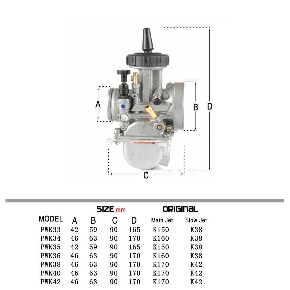 Motorcycle PWK 33mm 34mm 35mm 36mm 38mm 40mm 42mm Carburetor For KEIHIN 2T 4T Scooter ATV UTV 250CC 300CC 350CC 400CC Engine