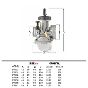 Carburador da motocicleta para KEIHIN, PWK, 33mm, 34mm, 35mm, 36mm, 38mm, 40mm, 42mm, 2T, 4T, 10 principais vendas carburador keihin 38 mm - №7