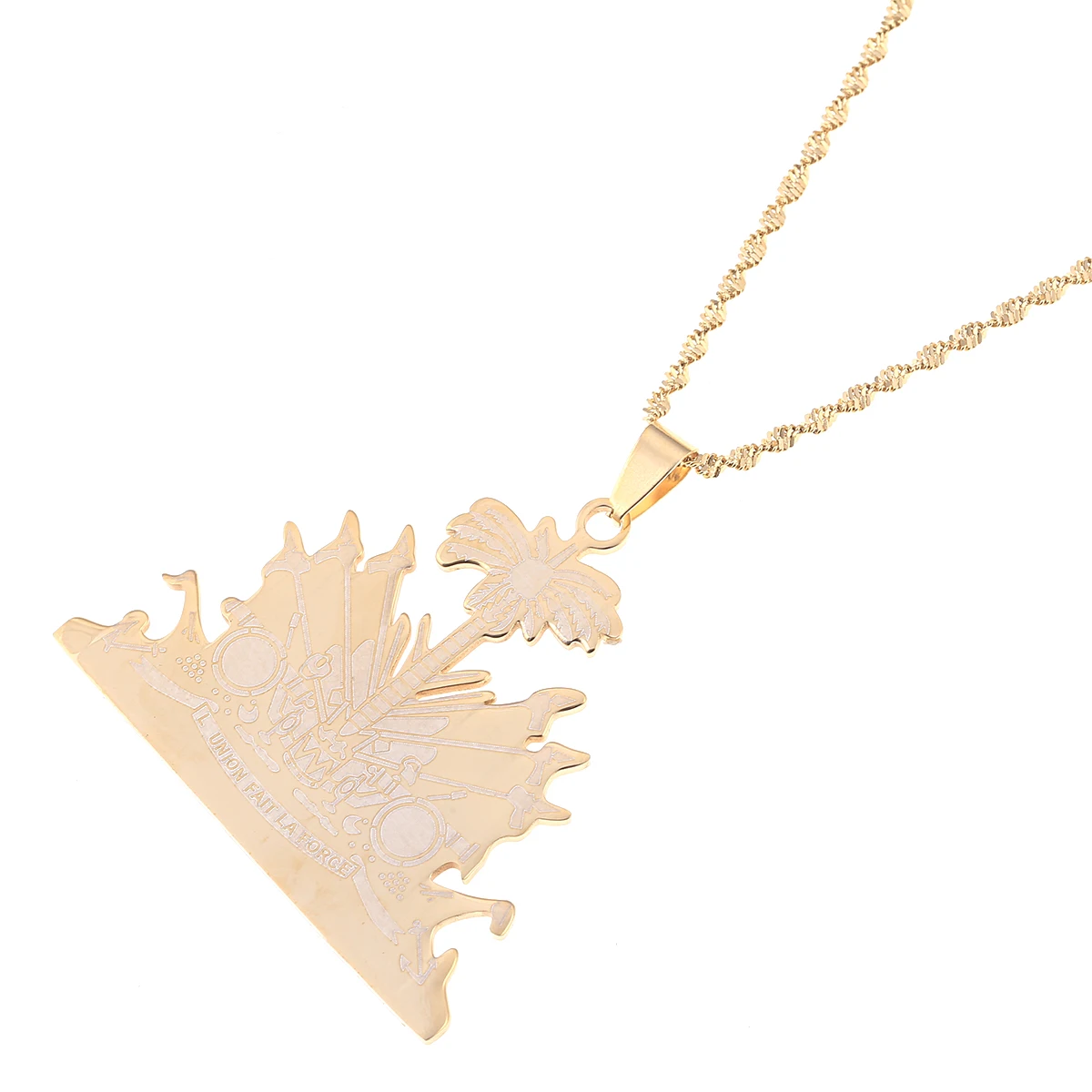 Fashion Country Map Haiti Pendant Necklace For Women Girls Ayiti Gold Color Jewelry Gifts