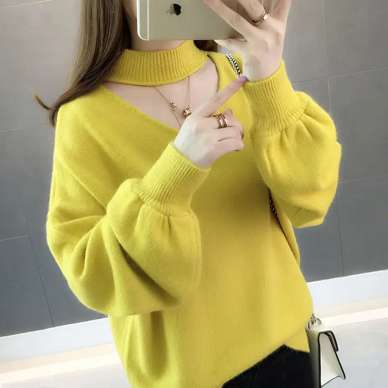 Woman Sweaters Velvet Padded Sweater  Autumn Winter Pullover Thick Loose Lantern Sleeve Sweater  Femme Chandails Pull Hiver