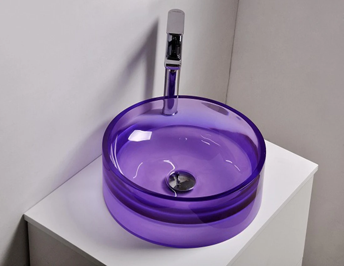Bathroom Colored Resin Acyrlic Hand Wash Basin Vanity Counter Top Vessel Sink  38245A