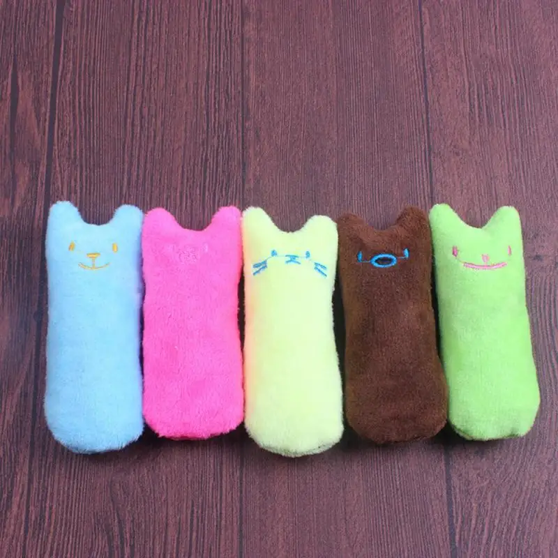 Cute Interactive Plush Cat Toy Pet Kitten Chewing Teeth Grinding Catnip Claws Thumb Bite Cat Mint Game Playing Pillow Scratcher