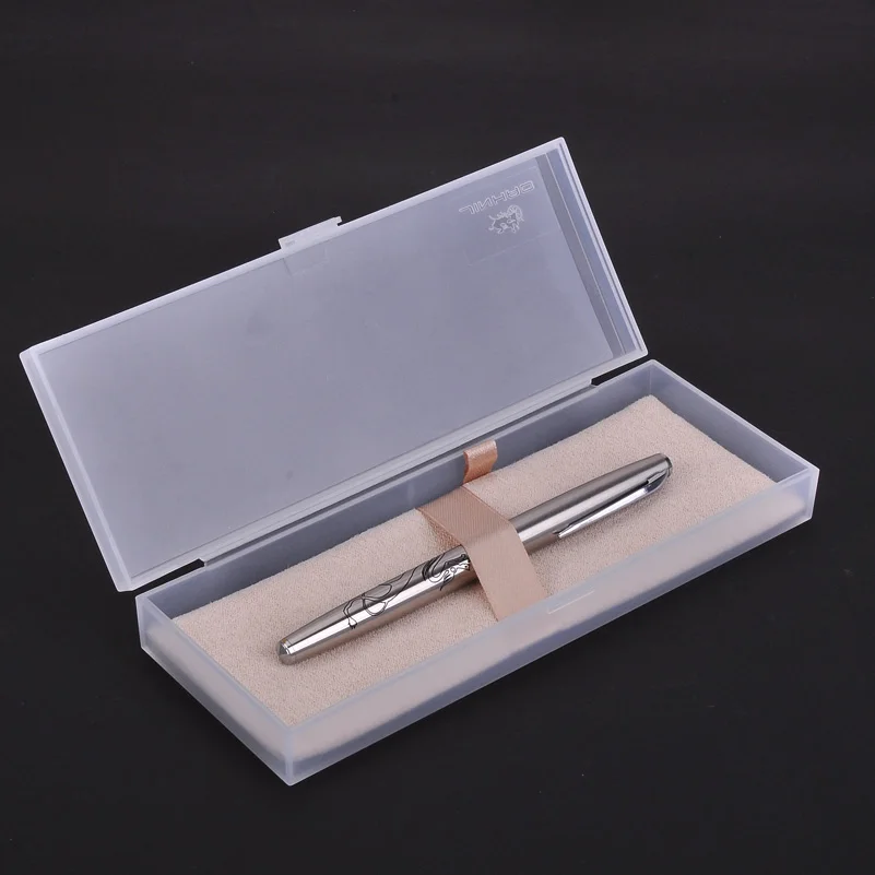 Jinhao 911 Dragon Fountain Pen High Quality Silver Steel Metal Ink Pens with 0.38mm Extra Fine Nib for Finance with Gift Case