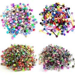 Stainless Steel Barbell Tongue Piercing Lot 14G Acrylic Tongue Piercing Set Nipple Bar Sets Tongue Piercing Bulk Pircing Lengua