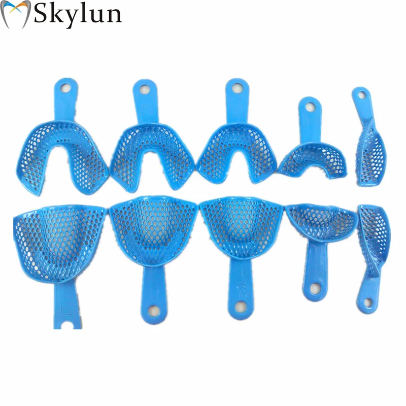 

50Pairs Dental Plastic-Steel Impression Trays Dental Trays for impressions Impression tray Blue autoclavable Dental Supply SL517